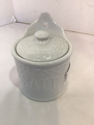Lidded Cream Ceramic Salt Box