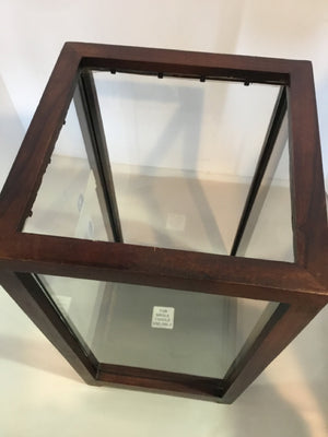 Rustic Brown Wood/Glass Square Candle Holder
