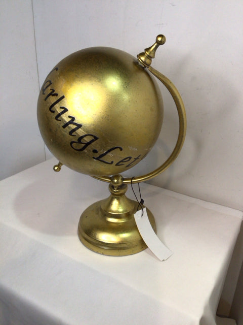 Gold Metal Words Globe