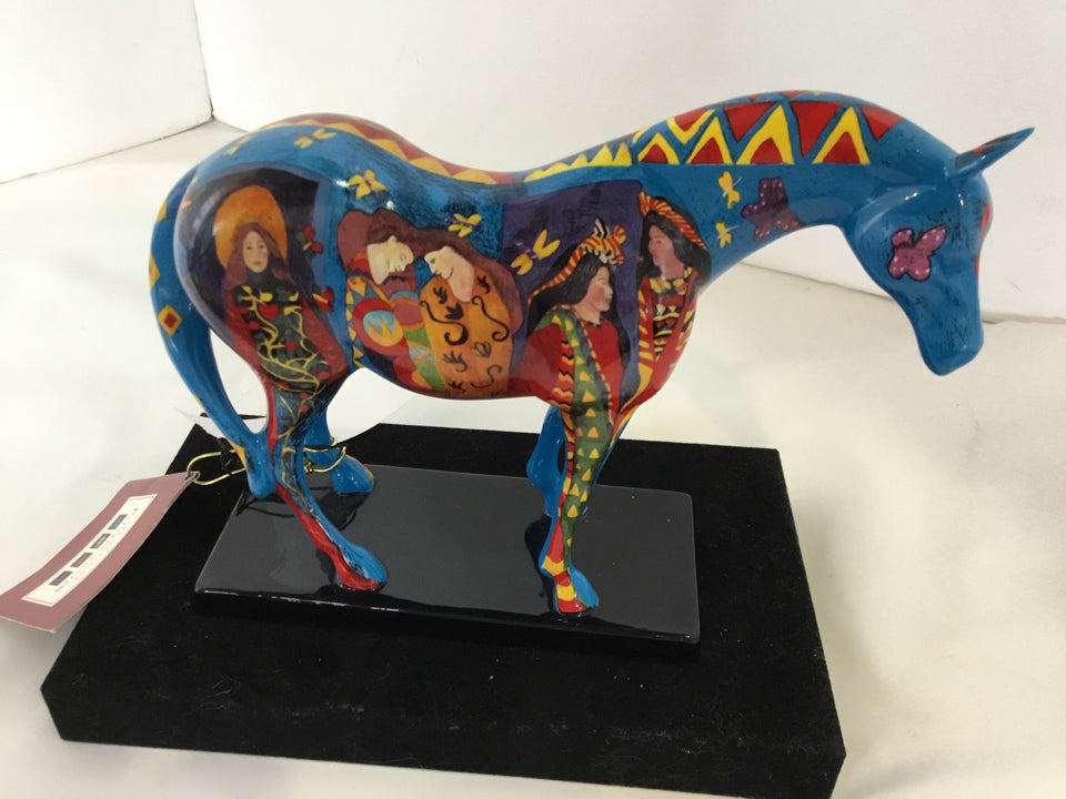 Multi-Color Horse w/Box Figurine
