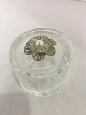 Trinket Glass Flower Lidded Clear Box