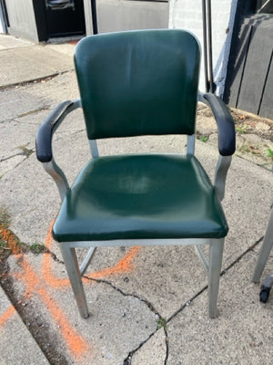 Herman Miller Aluminum Round w/4 Chairs Silver/Green Table & Chairs