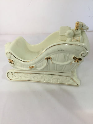 Cream/Gold Ceramic Sleigh Holiday Item