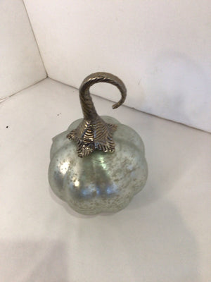 Fall Silver Glass Pumpkin Holiday Item