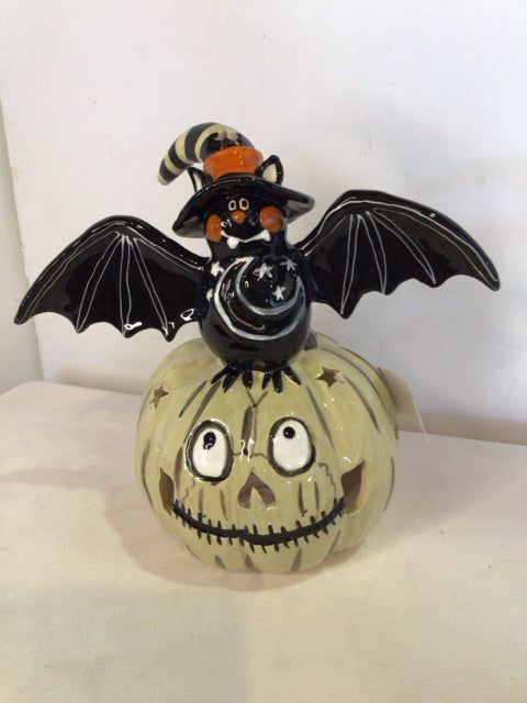 Blue Sky Halloween Cream/Black Ceramic Holiday Item