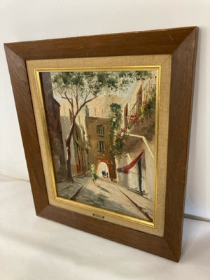 Signed Painting Brown/Multi City Scape Framed Art