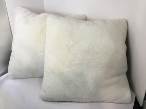 Pair Cream Faux Fur Square Pillow Set