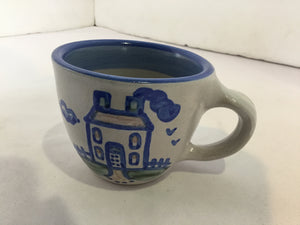 M.A. Hadley Gray/Blue Ceramic Cup