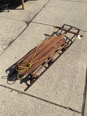 Vintage Brown Wood Sled Holiday Item