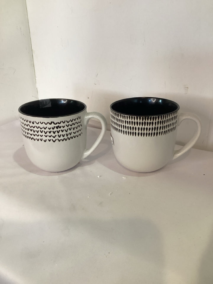 PIER 1 Pair White/Black Mug Set