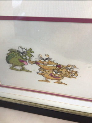 Tan/green Bugs Cartoon Framed Art