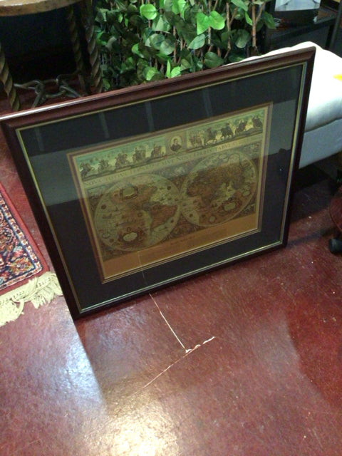 Gold/Multi Map Framed Art