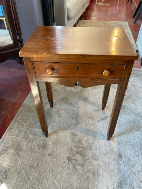 Vintage Side Wood 1 drawer As Is Brown Table