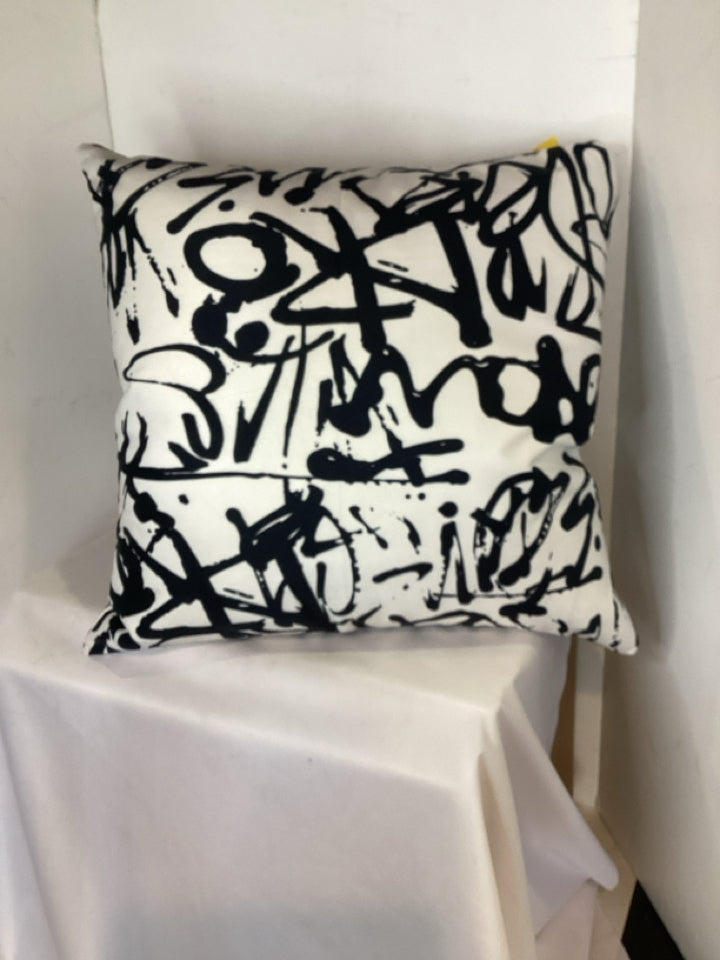 Black/White Cotton Velvet Down Filled Pillow