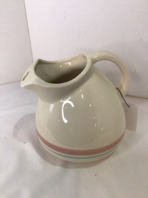 Cream/Pink Ceramic Pitcher