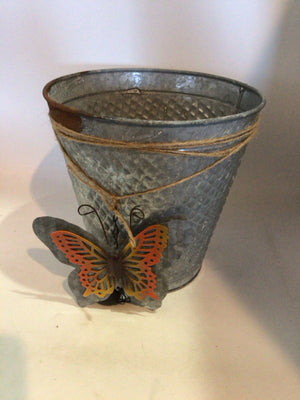 Silver Galvanized Butterfly Bucket