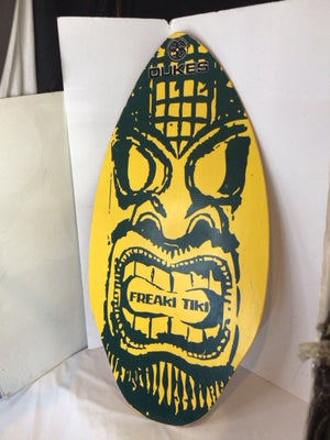 Freaki Tiki Yellow/Green Wood Surfboard Sign