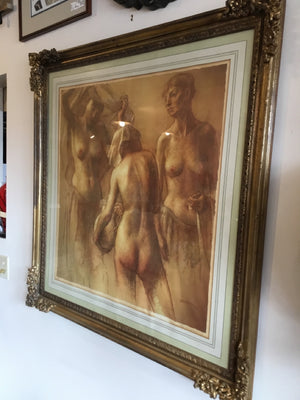 Tan/White People Framed Art