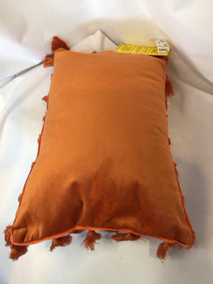 Orange Velvet Tassel Pillow