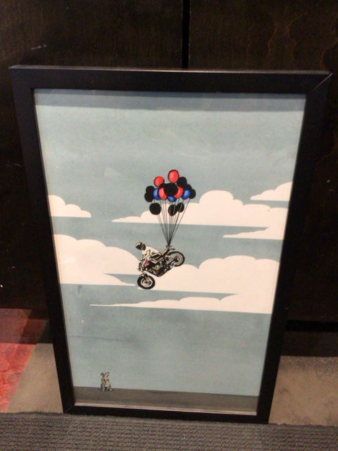 Modern Blue/Black Motorcycle Framed Art
