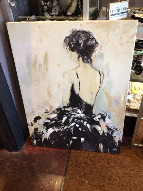 Black/White Woman Stretch Canvas Art