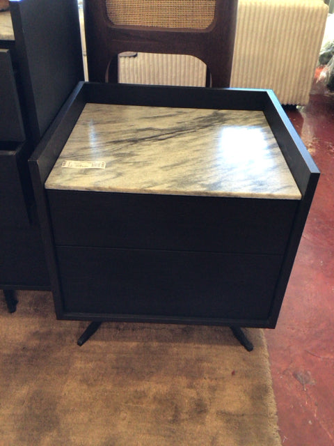 Huppe Momento Modern Wood Marble Top Black Nightstand