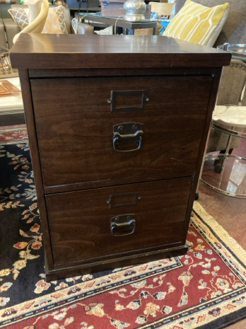 Wood 2 Drawers Brown File Cabinet