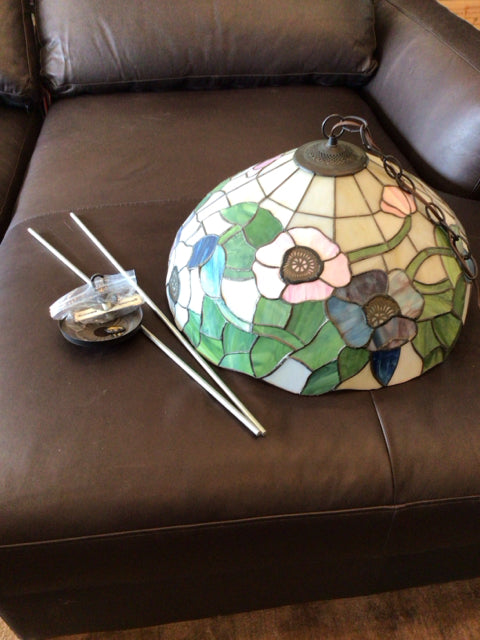 Tiffany Style Stained Glass Floral Pastel Light Fixture