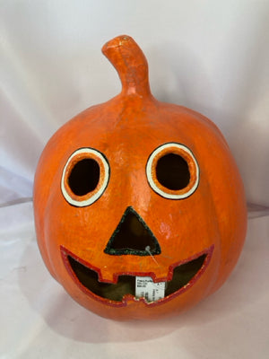 Fall Orange Paper Mache Pumpkin Holiday Item