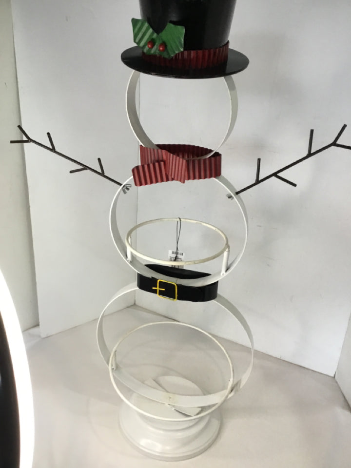 White Metal Snowman Outdoor Holiday Item