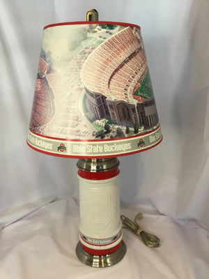 OSU White/Red Ceramic Football Lamp