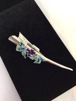 Silver/Aqua Butterfly Hair Clasp