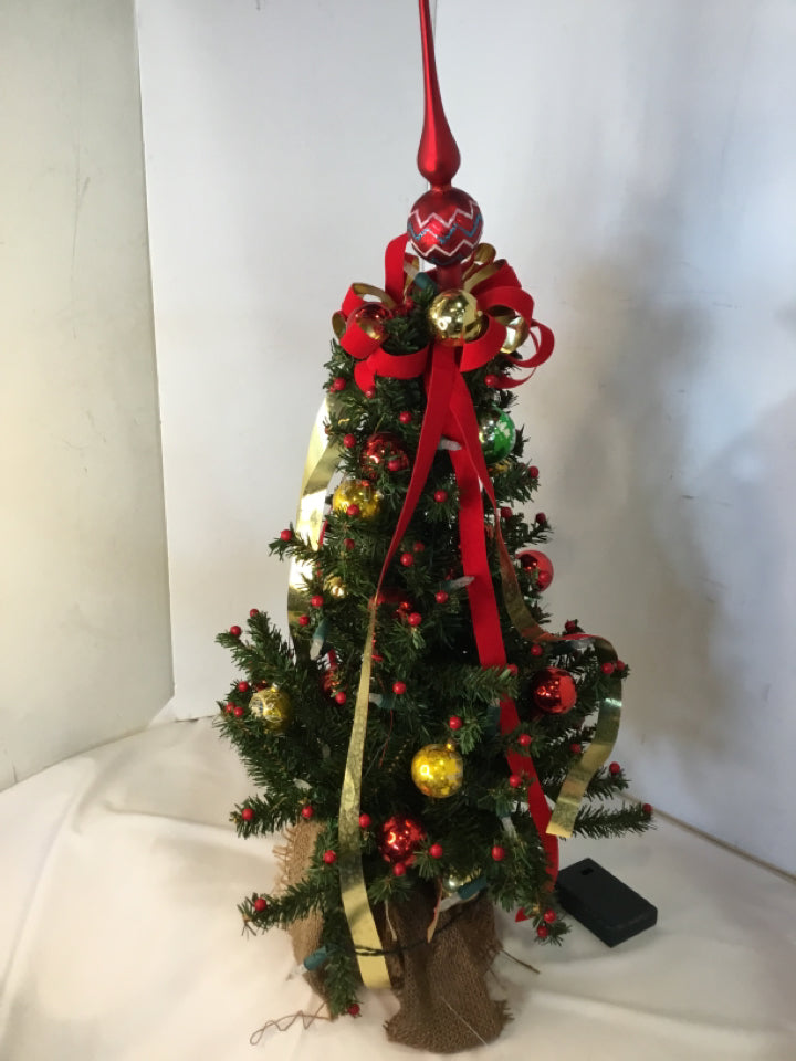 Tree Green Burlap Light up Ornaments Holiday Item