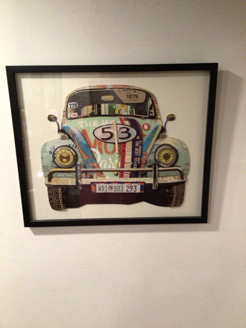 Collage Multi-Color Paper Car 3D Framed Art