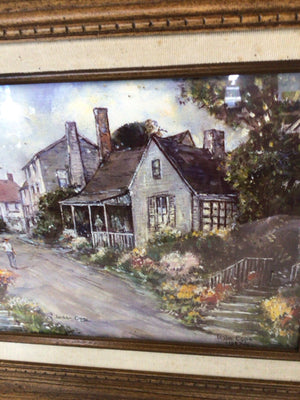 Signed Village Framed Art