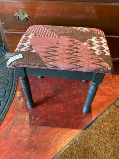 Brown/Pink Upholstered Seat FootStool/Ottoman