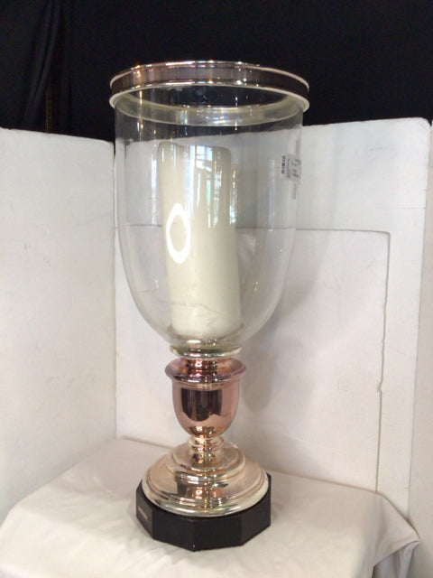 Ralph Lauren Hurricane Clear/Silver Glass/Metal w/candle Candle Holder