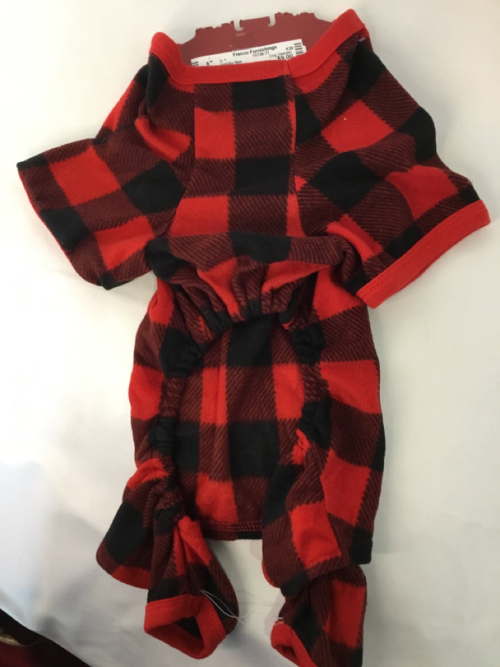 Dog Sweater Red/Black Cotton Medium Plaid Holiday Item