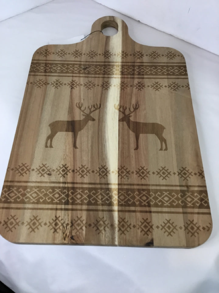 Brown Wood Cutting Board Reindeer Holiday Item