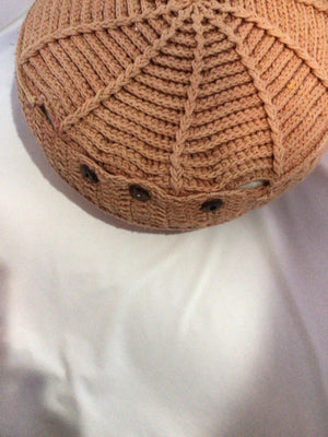 Peach Cotton Crochet Round Pillow