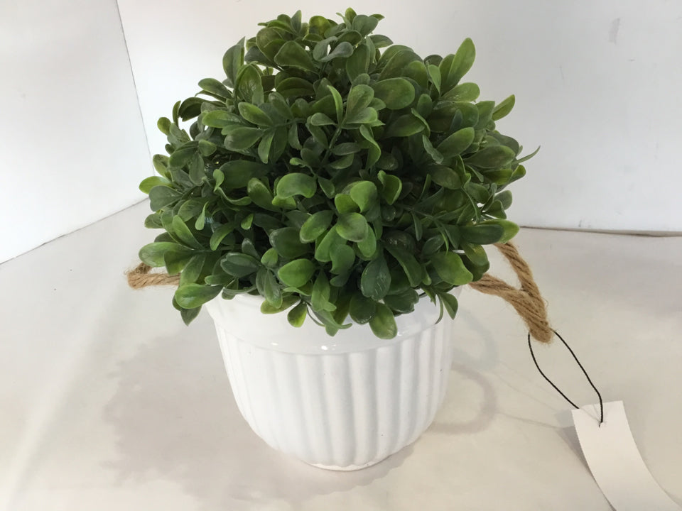 Green White In Planter Faux Flowers