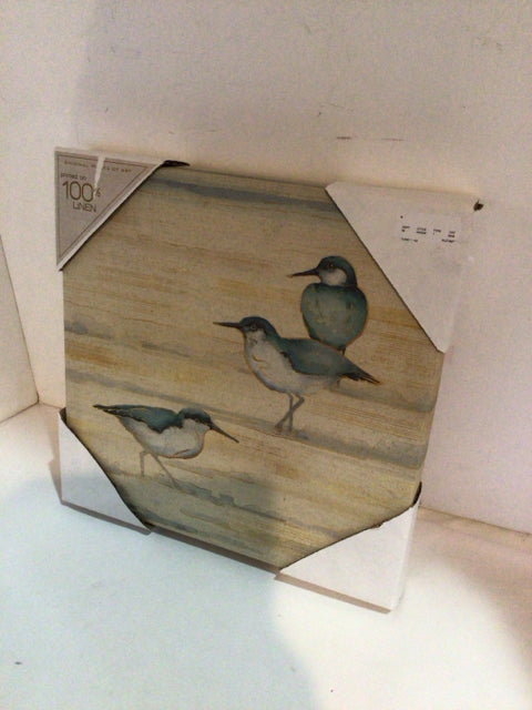 Blue/Yellow Birds Stretch Canvas Art