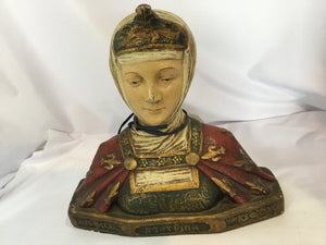 Bust Red/Beige Terracotta Woman Statue