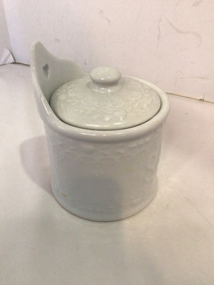 Lidded Cream Ceramic Salt Box
