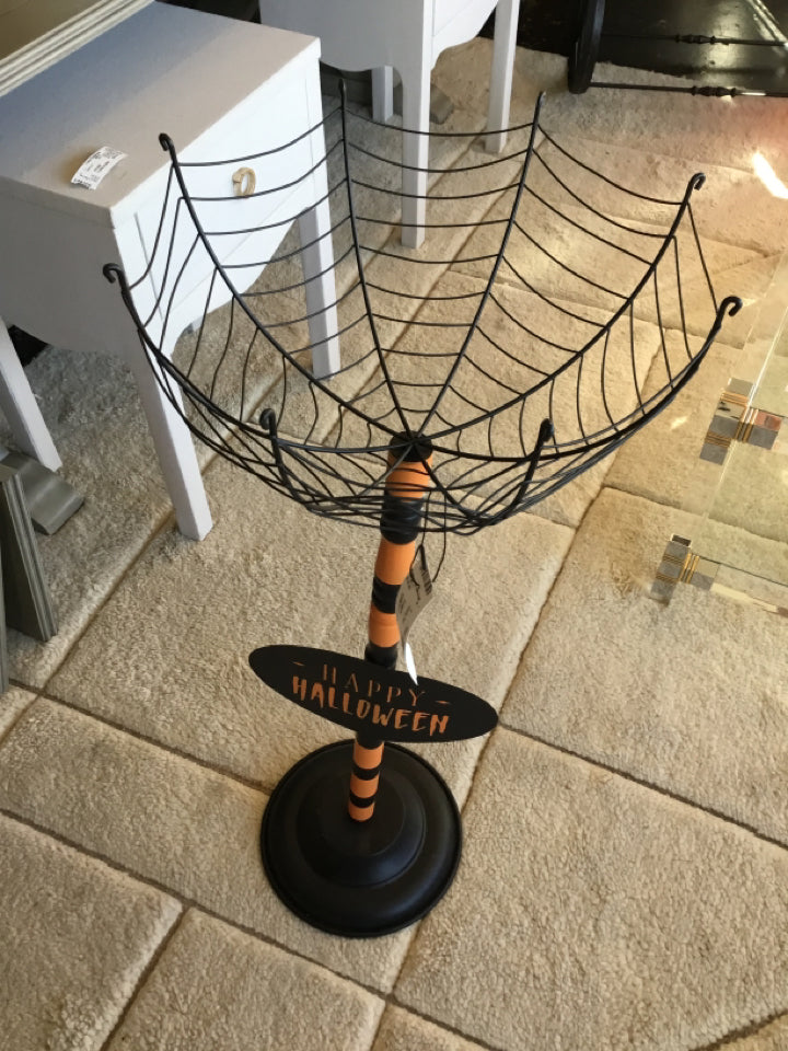 Halloween Black/Orange Metal Happy Halloween Holiday Item