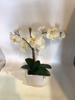 White/Green Orchids Faux Flowers