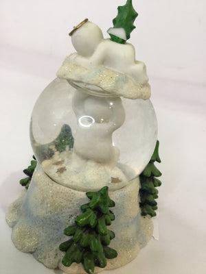 Snow Globe White/Blue Resin Snowman Holiday Item