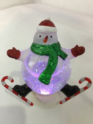 Snow Globe Red/white Plastic Snowman Holiday Item