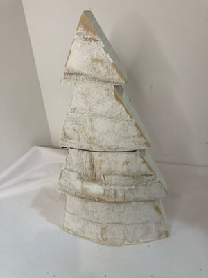 Rustic White Wood Christmas Tree Holiday Item