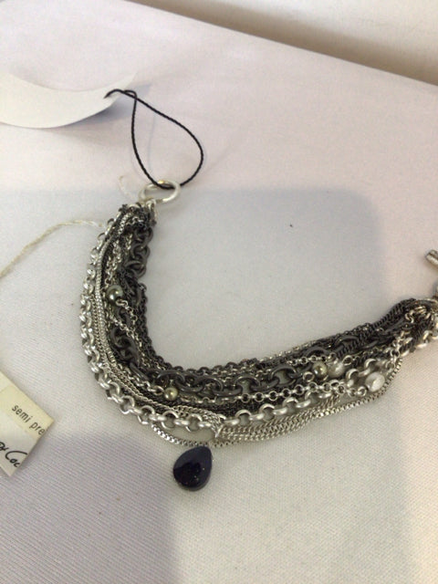 Kenneth Cole Silver/Black Multi Strand Bracelet